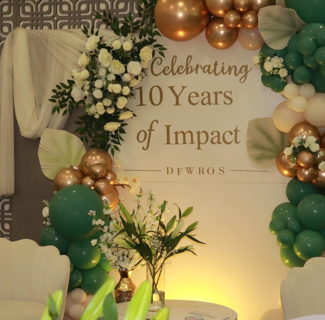 Celebrating 10 Years of Impact — DFWROS gala backdrop